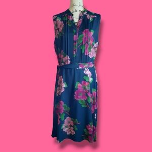 NWOT Nanette Lepore Floral Sleeveless Dress Navy Pink Size 14W